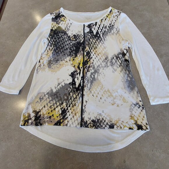 CALVIN KLEIN Women's Long Sleeves Knit Top w/Snakeskin Print on Front - SML - Picture 3 of 12